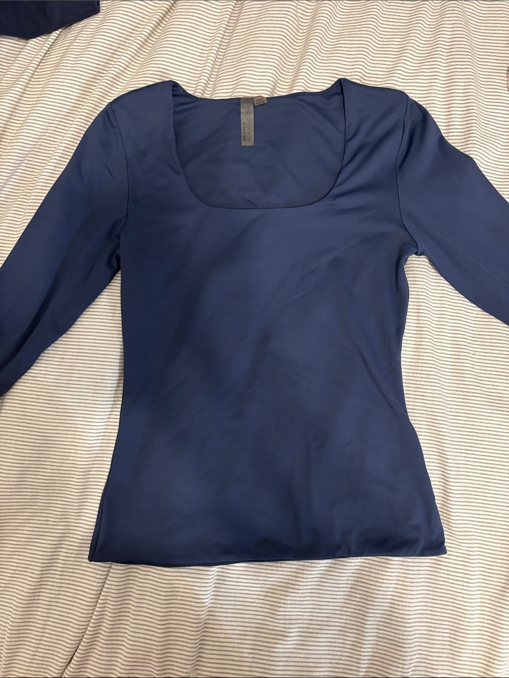 Simons Navy Square Neck Long Sleeve Top